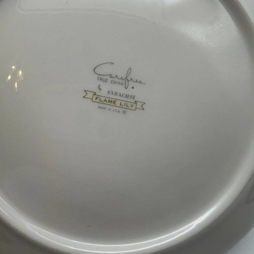 Syracuse China Carefree Flame Lily Salad Plates Set of 4 MCM